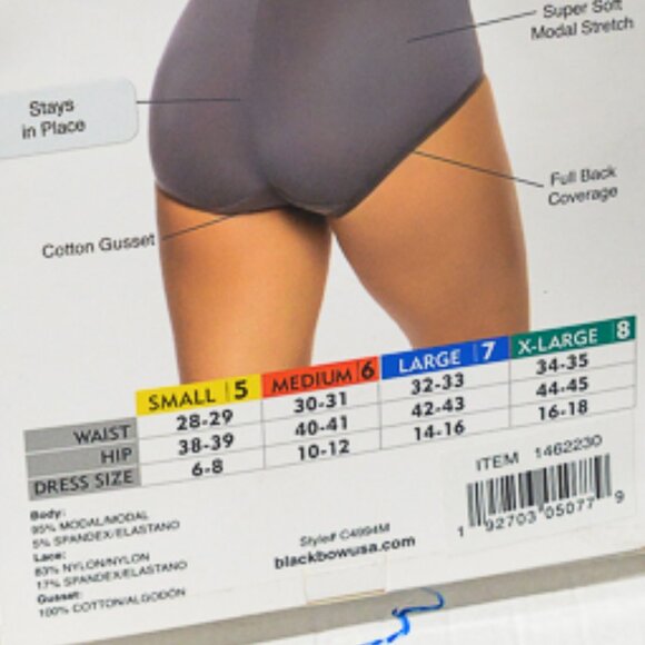 black BOW 5 PACK size M HIGH WAIST MODAL STRETCH BRIEF - Picture 4 of 4